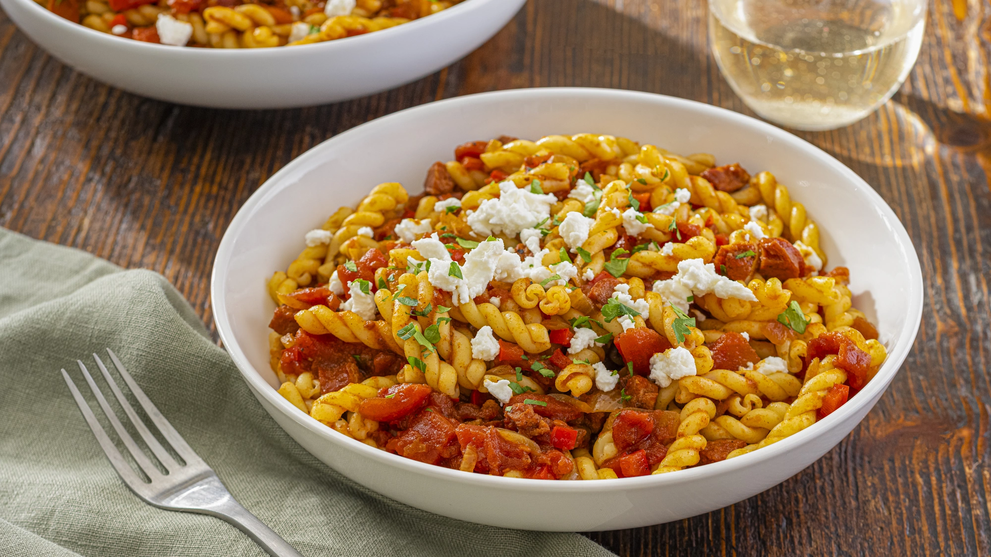 Gemelli with Tomato Chorizo Sauce