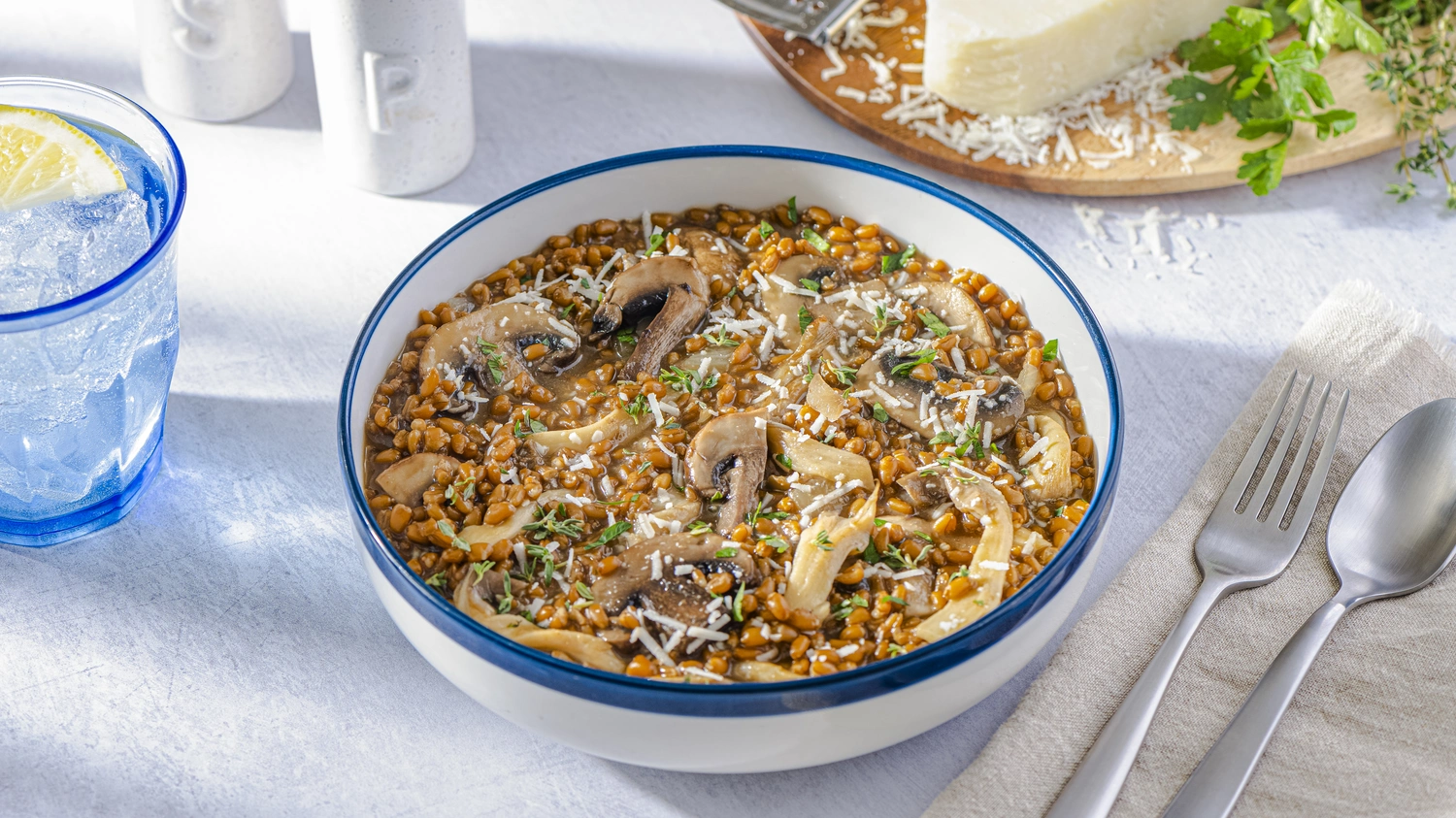 Creamy Mushroom Farro Risotto